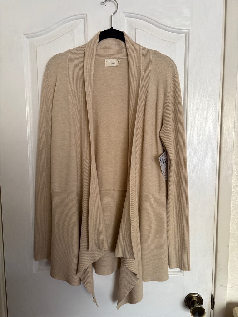 Lightweight Draped Open Cardigan - Beige